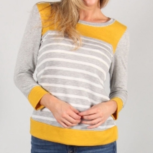 P.S. Kate Ladies' 3/4‎ Sleeve Stripe Colorblock Top - Picture 10 of 10